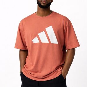 Adidas Oversized Logo T-Shirt Warm Clay White Men’s XLT NWT Athletic Tee